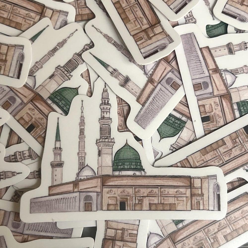 The Prophet (PBUH) Mosque Sticker (White Border) - Ilhaam UK