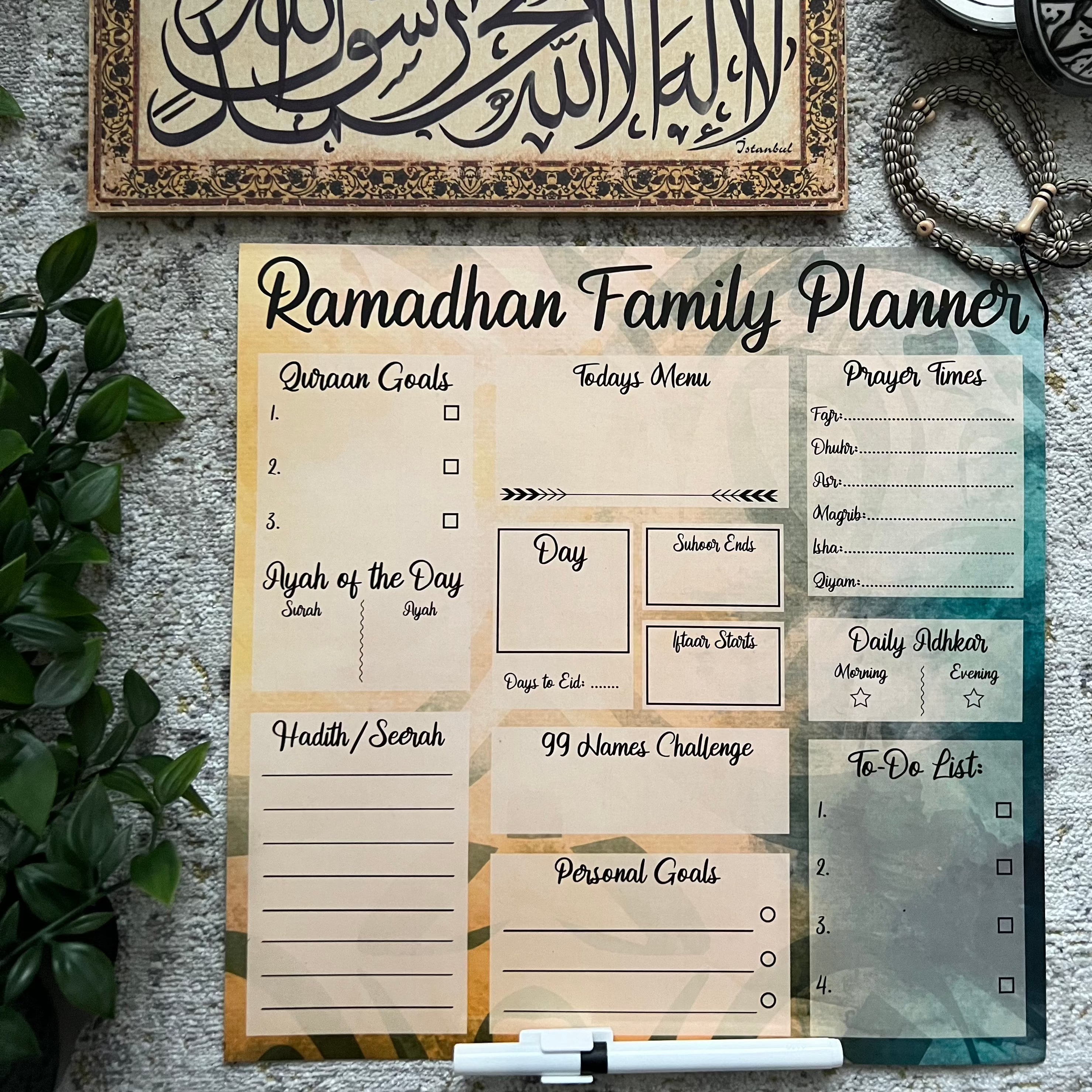 WIPEABLE RAMADHAN DAILY PLANNER - Ilhaam UK