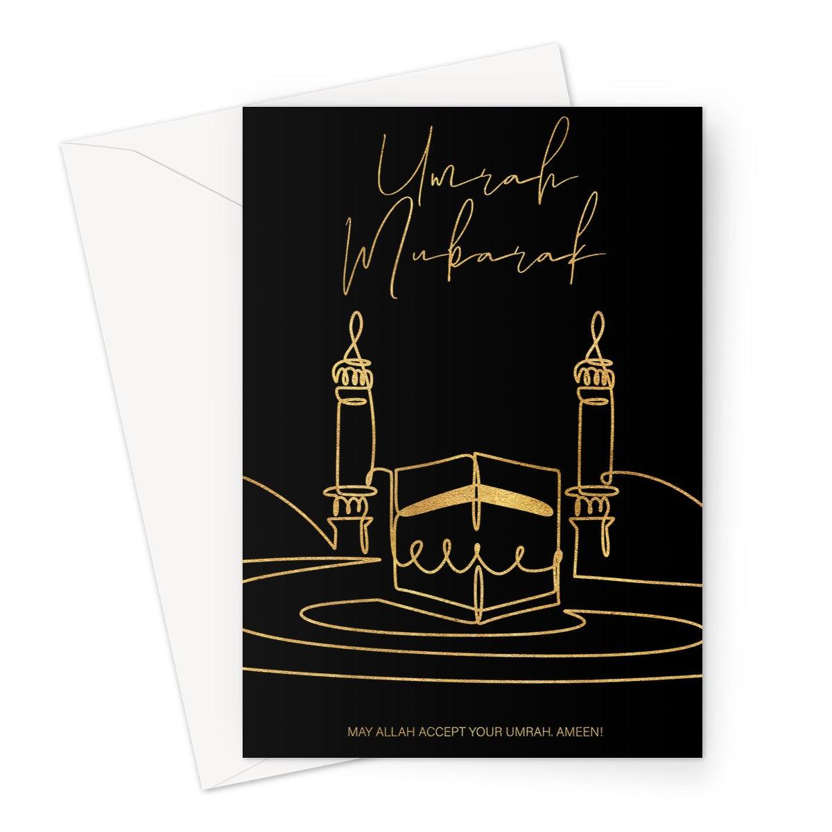 Umrah Mubarak Outlines Greeting Card - Ilhaam UK